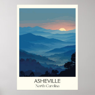 Asheville North Carolina Vintages blaues Riviera Poster