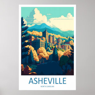 Asheville USA Reiseplakat Vintage Ski National Poster