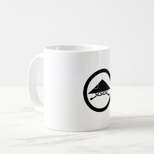 Ashigaru-Helm in Zirkellkaffee-Tasse Kaffeetasse (Vorderseite Links)