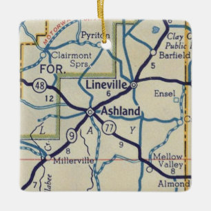 Ashland AL Vintage Karte Keramikornament