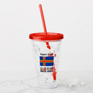 Ashland-Inseln Ålander-Flagge Personalisiert Acryltrinkbecher