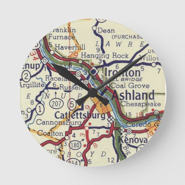 Ashland Kentucky Runde Wanduhr (Vorderseite)