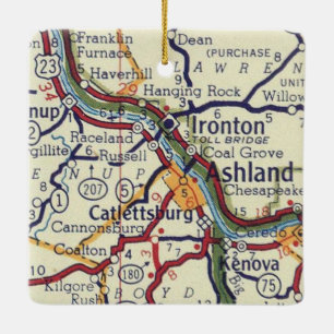 Ashland KY Vintag Map Keramikornament