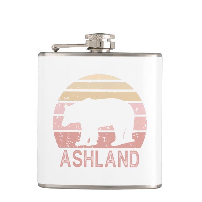 Ashland Oregon Retro Bear Flachmann (Vorderseite)