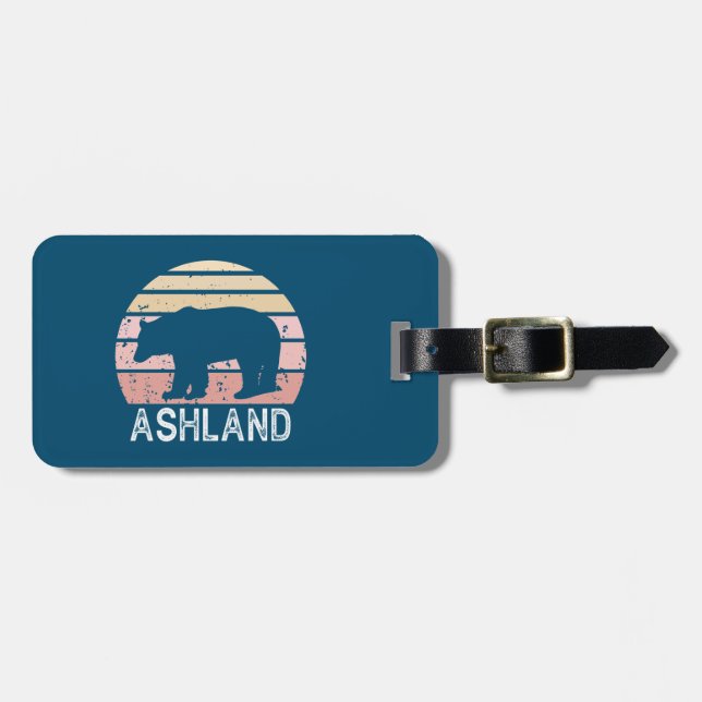 Ashland Oregon Retro Bear Gepäckanhänger (Vorderseite horizontal)