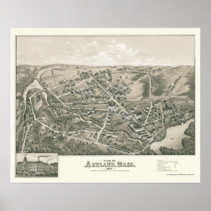 Ashland, panoramische Karte MAs - 1878 Poster