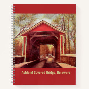 Ashland Red Covered Bridge in Delaware auf Red Not Notizbuch