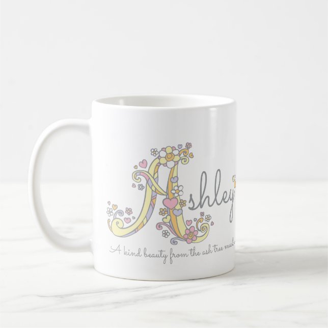 Ashley-Buchstabe Ein Name bedeutet Monogramm-Tasse Tasse (Links)