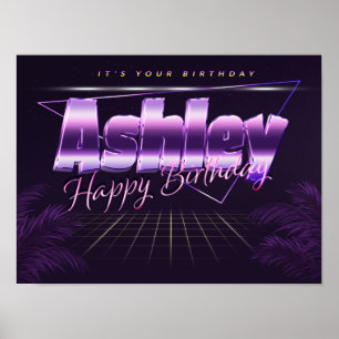 Ashley Name Vorname lila Retro-Plakat Geburtstag Poster