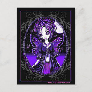 "Ashly" Lila Butterfly Moon Fairy Postcard Postkarte