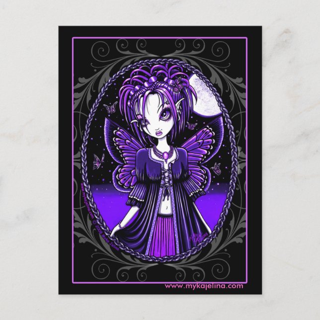 "Ashly" Lila Butterfly Moon Fairy Postcard Postkarte (Vorderseite)