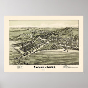 Ashtabula Harbour, OH Panoramabalkarte - 1896 Poster