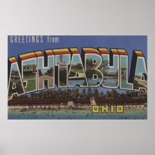 Ashtabula, Ohio - große Buchstabe-Szenen Poster