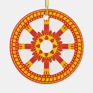 Ashtamangala Symbol Dharmachakra Rad von Dharma Keramikornament