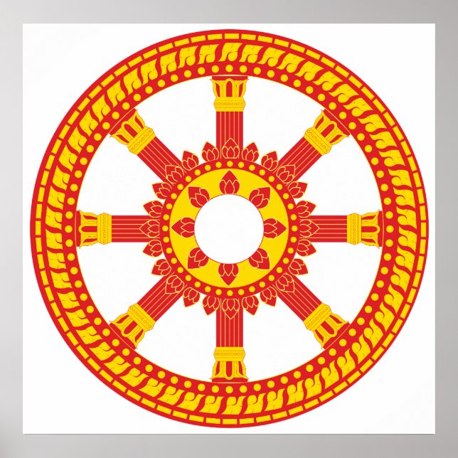 Ashtamangala Symbol Dharmachakra Wheel of Dharma Poster (Vorne)