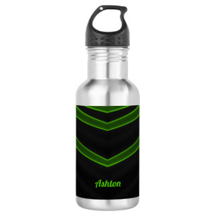 ASHTON Black and Fluoro Green Water Flasche Edelstahlflasche