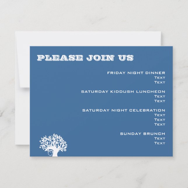Ashton Tree Bar Mitzvah Wedding Event Card Einladung (Vorderseite)