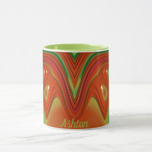 ASHTON ~ Zany 3D ~ Green Red Yellow Christmas Tasse