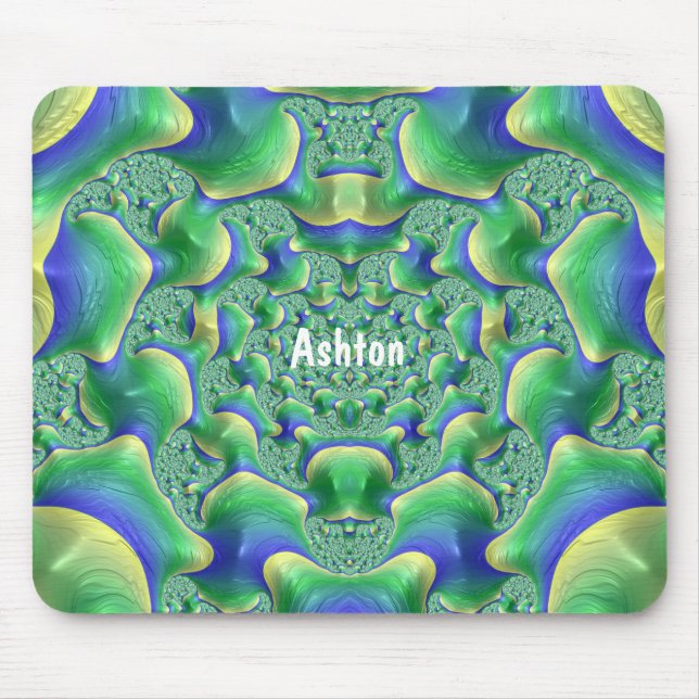 ASHTON ~ Zany Green, Yellow and Blue Mousepad (Vorne)