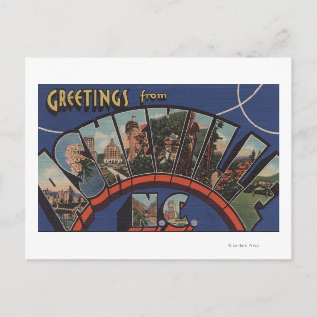 Ashville, North Carolina - Große Briefszenen Postkarte (Vorderseite)