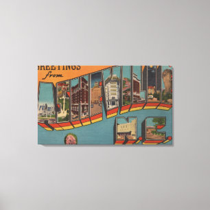 Ashville, North Carolina - große Buchstabe-Szenen Leinwanddruck