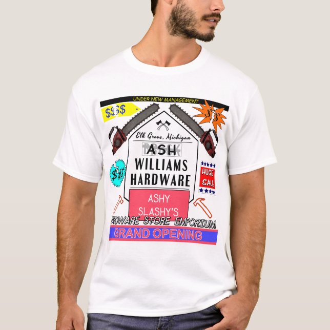 Ashy Slashys Hardware-Emporium-Werbung T-Shirt (Vorderseite)