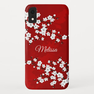 Asia Floral White Cherry Blossom Red Monogram Case-Mate iPhone Hülle