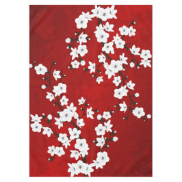 Asia Floral White Cherry Blossom Red Tischdecke