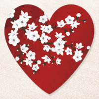 Asia Floral White Cherry Blossom Red