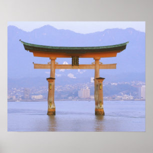 Asia, Japan, Hiroshima. Mivaiima. Torii Gate Poster