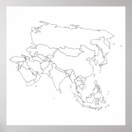 Asia Map Kontur Poster