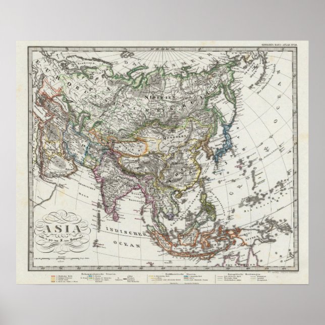 Asia Map von Stieler Poster (Vorne)