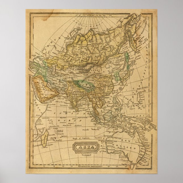 Asia Map von Worcester Poster (Vorne)