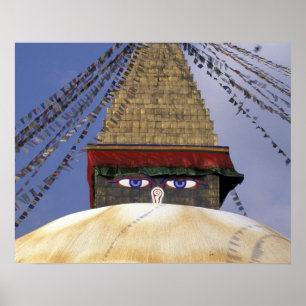 Asia, Nepal, Kathmandu. Bouddhanath Stupa. 2 Poster