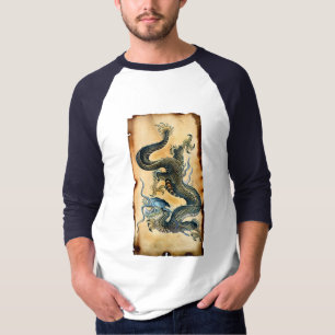 ASIA-T-Shirts mit Drachen auf Pergament T-Shirt