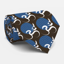 Asian Blue Sun Yoga Modern Zen Calligraphy Om Om Krawatte