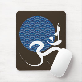 Asian Blue Sun Yoga Modern Zen Calligraphy Om Om Mousepad