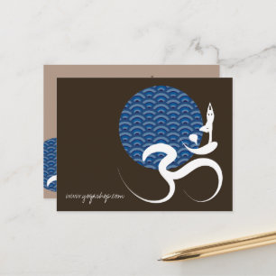 Asian Blue Sun Yoga Modern Zen Calligraphy Om Om Postkarte