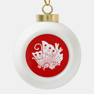 Asian Butterfly Japanese Kamon Design Keramik Kugel-Ornament