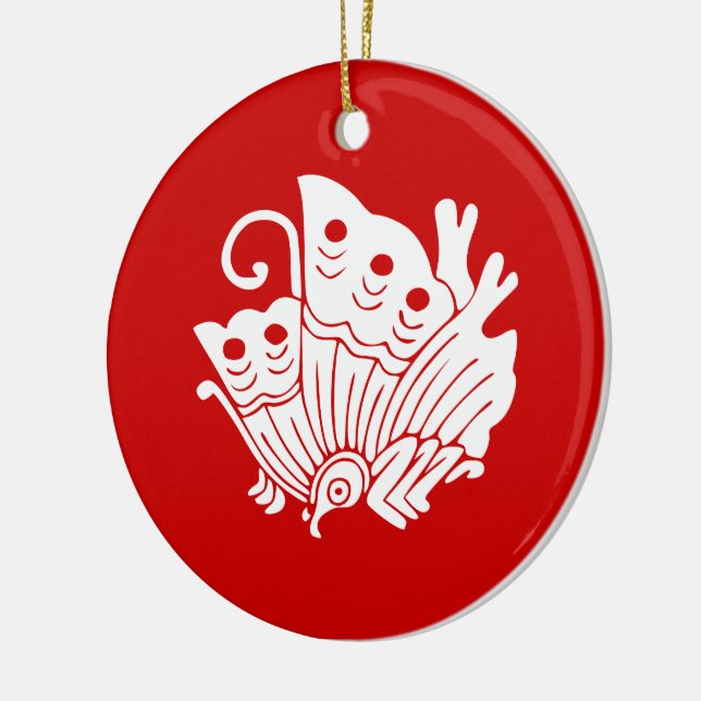 Asian Butterfly Japanese Kamon Design Keramikornament (Links)