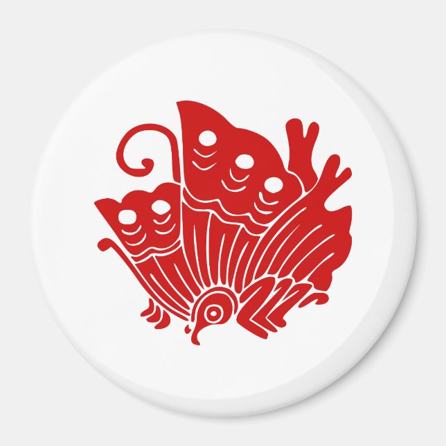 Asian Butterfly Japanese Kamon Design Magnet (Vorne)