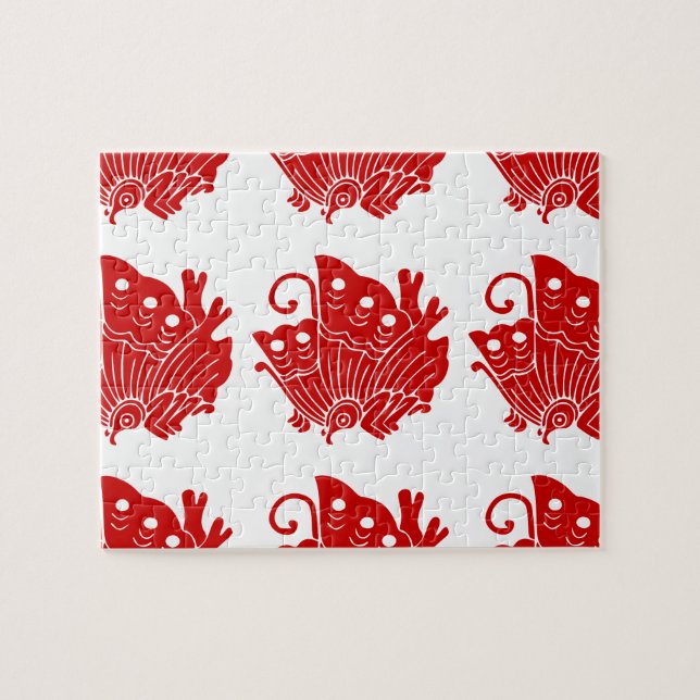 Asian Butterfly Japanese Kamon Design Puzzle (Horizontal)