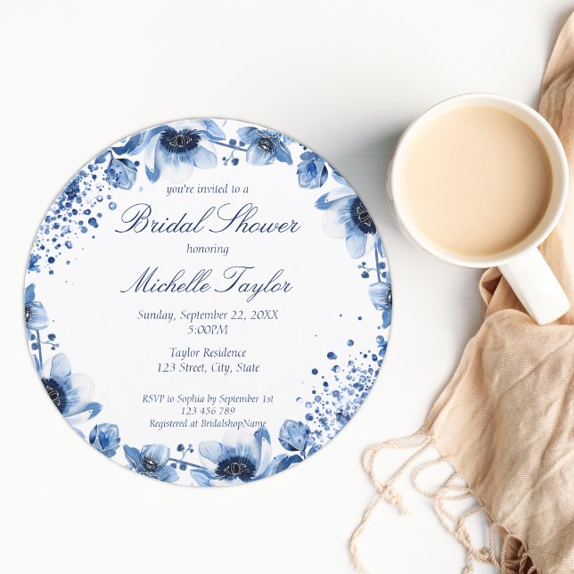 Asian Chinoiserie Light Blue Floral Bridgerton Einladung (china blue)