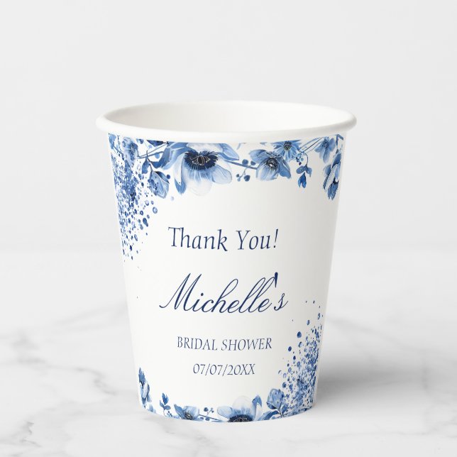 Asian Chinoiserie Light Blue Floral Bridgerton Pappbecher (Vorderseite)