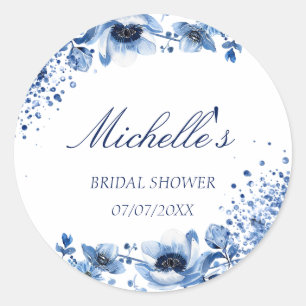 Asian Chinoiserie Light Blue Floral Bridgerton Runder Aufkleber