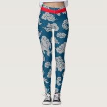 ASIAN CLOUD PATTERN BLAUE LEGGINGS