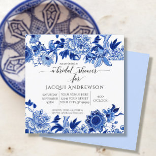Asian Einfluss Light Blue Floral Saga Einladung