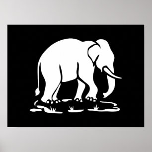 Asian Elephants Ahead Thai Elephant Trekking Sign Poster
