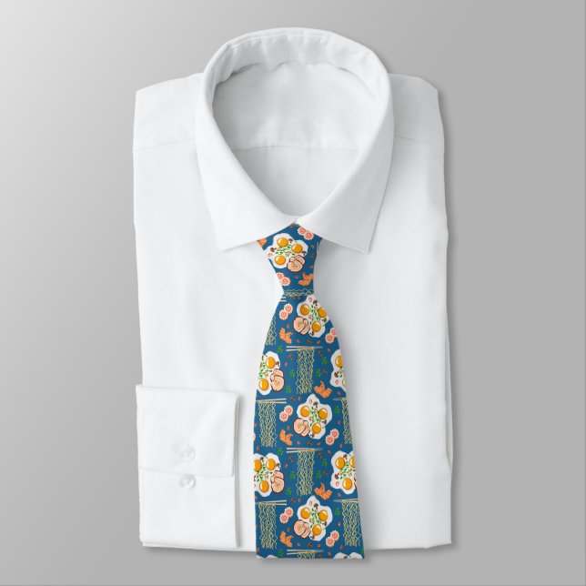Asian Food Illustration Men’s Tie with Noodles Krawatte (Gebunden)