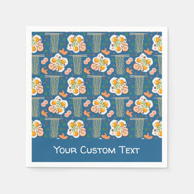 Asian Food Illustration Paper Napkins with Ramen  Serviette (Vorderseite)